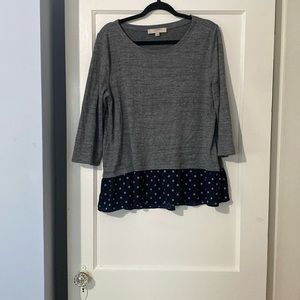 Loft size large top grey/navy